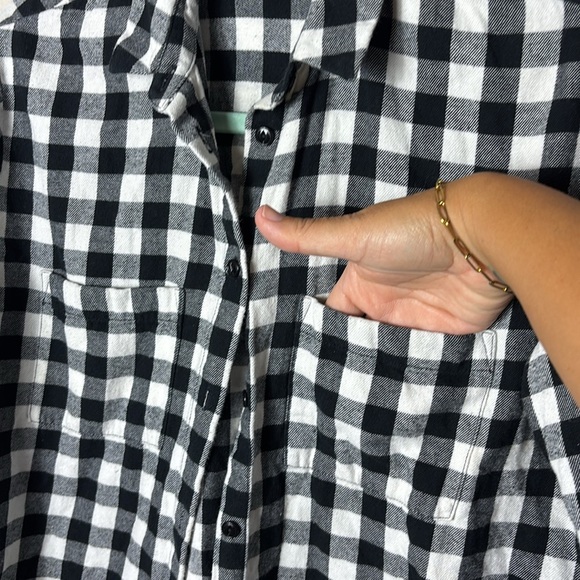 Madewell Flannel Boyshirt Button Down in Gingham Check Black White size XS - Picture 5 of 7